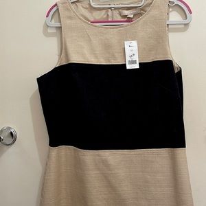 Sleeveless sheath two tone dress with pockets. Never worn, with tags.